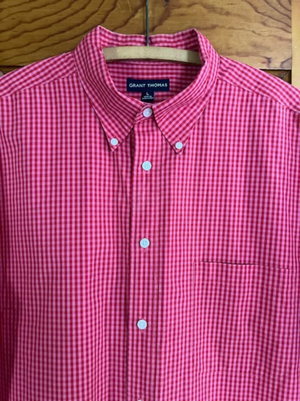 Grant Thomas  80’s Two Ply Cotton Button Down Shrt Slv Gingham/Plaid Men's Large